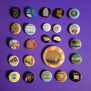 Hot Topic Food-Themed Button Pins Lot of 24